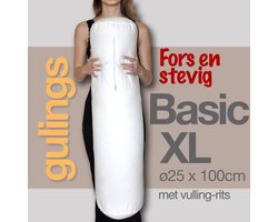 Guling BasicXL Rolkussen met sleeve zand - Body pillow ø25 x 100 cm, Fors en Stevig, Beter Slapen, Extra Ondersteuning, met Bijvulritsje