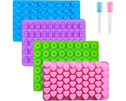 Gummy Beer Mallen Set - 4 Stuks Silicone Snoep- en Ijsblokjeshulzen - Voor Chocolade, Jelly en IJs - Voor Hobbykoks en Gezinnen - Snoepmal - Random Kleur- 4 Stuks + 2 Pipetten