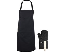 Gusta - Barbecue Schort en Ovenwant Giftset - Zwart