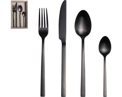 Gusta - Bestekset - Zwart - 16-delig - RVS