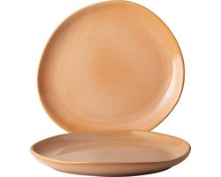 Gusta - Bord - Koraal Oranje Roze - 20,5x19cm