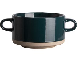 Gusta Design Soepkom – 450 ml – 4 delig - Aardewerk – Blauw – Minimalistisch & Stijlvol