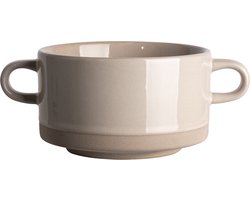 Gusta Design Soepkom – 450 ml – 4 delig - Aardewerk – Crème – Minimalistisch & Stijlvol