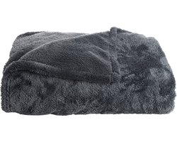 Gusta - Fleece plaid - Super zacht en warm fleece deken - 150 x 200 cm - Donkergrijs