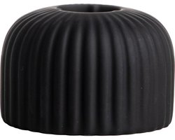 Gusta kaarsenhouder lijnen zwart - Kandelaars - Natuursteen - 7x4,5cm