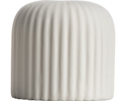 Gusta - Kandelaar - Dinerkaarshouder - Taupe - Lijnen - ø7x6,5cm