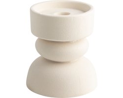 Gusta - Kandelaar - Keramiek - Zand - 9.8x12.5 cm