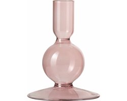 Gusta - Kandelaar - Roze - Glas - ø9x11cm