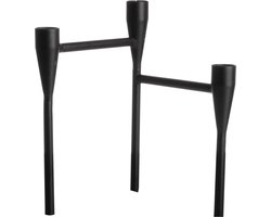 Gusta - Kandelaar - Zwart - Metaal - 3 dinerkaarsen - 16x16x21,3cm