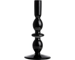 Gusta - Kandelaar - Zwart - ø9x19cm - Glas