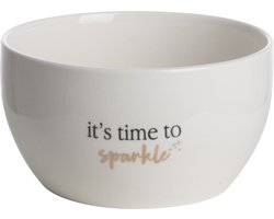 Gusta - Kommen - Wit met tekst - ø13,5x7 cm - set 2 stuks