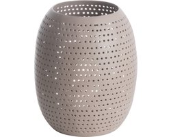 Gusta - Lantaarn met gaatjes Ø16x18cm - taupe