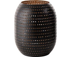 Gusta - Lantaarn - Zwart/Goud - met gaatjes - ø12x15cm