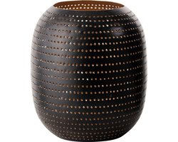 Gusta - Lantaarn - Zwart/Goud - met gaatjes - ø16x18cm