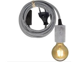Gusta - LED Hanglamp - Beton - Grijs Zwart Wit - 200cm