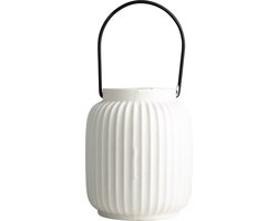 Gusta - LED lantaarn wit - Handig met aan/uit knop - Modern Design - Windlicht - ø12 x 15,5 cm
