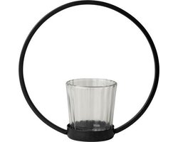 Gusta Metalen Theelichthouder 15cm Zwart