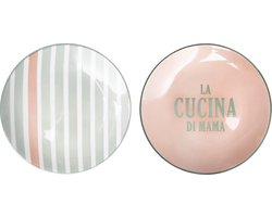 Gusta Patio - Borden - Groen Roze - Tekst en Print - ø16,5cm - set van 2