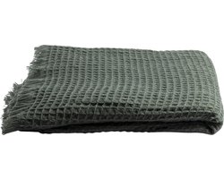 Gusta - Plaid - Donker Groen - wafelpatroon - 125x150cm