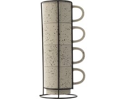 Gusta - Rek Met Koffie en Thee kopjes - Mokken Ivoor 350 ml - 4 Stuks