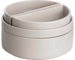 Gusta - Serveerset - 4 schaaltjes - Stapelbaar - Taupe - ø14,7x8cm