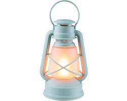 Gusta - Tafellamp - Stormlampje - LED - Blauw - ø14 x 24,5 cm - Tafellampen - Tafel Lamp - Olielamp - Stormlantaarn