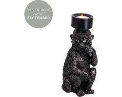 Gusta - Waxinelichthouder - Aap - Zwart - ø15x22,5cm