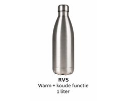 Gusta XXL Grote Drinkfles 1 Liter 1000ML! - RVS Isoleerfles - BPA Vrij - Dubbele wand - 12 Uren Warm - 24 Uren Koud - Thermosfles