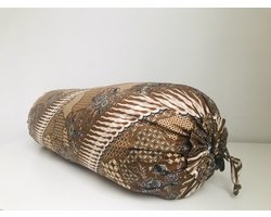 Gustiana® Guling - Rolkussen - Sluimerrol Kapok met wasbare sloop - L85 x B35 x ø20 cm - Batik Kumeli