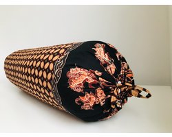 Gustiana® Guling - Rolkussen - Sluimerrol Kapok met wasbare sloop - L85 x B35 x ø20 cm - Batik Wayang