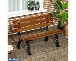 Gutent Bank (2-zits) - Voor tuin en terras - Gegoten aluminium + natuurlijk hout - 120 x 57 x 70 cm - Bruin