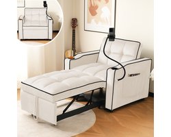 Gutent-Bank 3-in-1 uitschuifbare eenpersoons slaapbank – Met bekerhouders en telefoonhouder, loungebank, slaapstoel en fauteuil, perfect voor kleine ruimtes, 83*167*76 cm