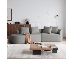 Gutent-Bank Chenillebank: Moderne, gestoffeerde, extra grote hoekbank, 4-zits, extra diepe en brede zitting, gebogen, wolkachtige bank met 4 sierkussens, vrij combineerbare bank voor woonkamer en slaapkamer.