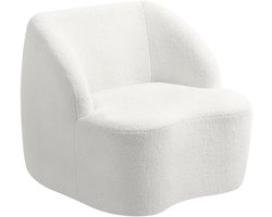 Gutent-Bank Moderne fauteuil met fleece bekleding, comfortabele gestoffeerde fauteuil voor woonkamer, slaapkamer of thuiskantoor, crèmewit