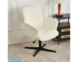 Gutent Bureaustoel-Ergonomische Draaistoel-Met Armleuningen Van Beige Stof-Draaibaar