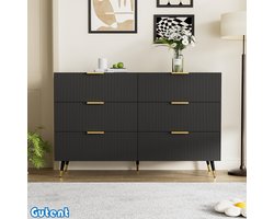 Gutent Dressoir - Zes Laden - Verticale Streep - Zwart