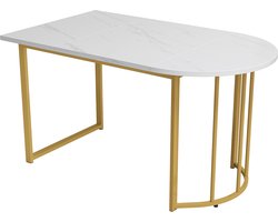 Gutent Eettafel met Metalen poten, Stevig metalen frame in MDF, Moderne marmeren eettafel, eettafel voor 4-6 personen, woonkamertafel, ontbijttafel in de keuken