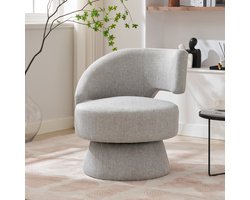 Gutent Fauteuil, Grijs, 77 cm Hoog, Grijze Draaistoel, 360° Draaibaar, 22 cm Dikke bekleding, in hoogte verstelbare schroeven, belastbaar tot 100 kg, draaistoel, relaxfauteuil, loungestoel