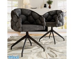 Gutent Fluwelen Stoel (2 stuks)-360° Draaibaar-Met Rugleuning-Bubble Stoel-Grijs