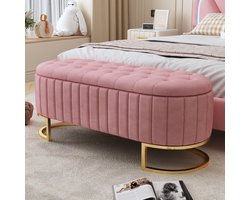 Gutent Gestoffeerde poef, Roze, Opbergruimte en poef, 120 x 40 cm, met opbergruimte, bank, Fluwelen stof