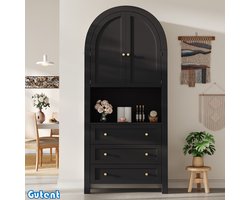 Gutent Hoge gewelfde opbergkast - met laden en deuren - vrijstaand - open display - Zwart