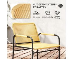 Gutent Loungesets - Bistroset - 3 Delig - 2 Tuinstoelen - 1 Salontafel - Ratten - Staal - Geel