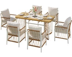 Gutent Loungesets - Modern Outdoor Set - Ijzer Gestel - Gevlochten Armleuningen - Incl Zitkussens - Beige Bruin Natuur