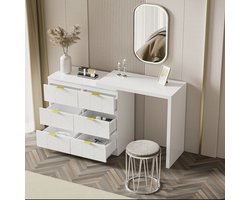 Gutent make-uptafel - Wit (zonder spiegel en kruk) - zes lades - vergulde handgrepen - draaibaar