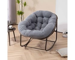 Gutent Outdoor rotan schommelstoel met bekleding, lounge stoel voor veranda, Woonkamer, Patio, tuin, Grijs