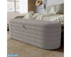 Gutent Poef - Bankkruk - met opbergruimte - 120 x 40 cm - Teddy Fluweel - Grijs
