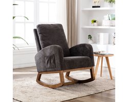 Gutent Schommelstoel, Donkergrijs, Mid-century modern, Schommelstoel voor kinderkamer, gestoffeerde hoge rug, voor woonkamer en slaapkamer
