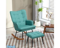 Gutent Schommelstoel-met-poefBrede Zitting-Hoge Rug-Linnen-Mintgroen