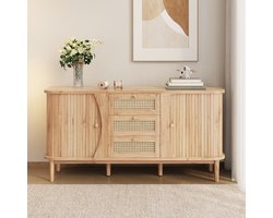 Gutent Sideboard - Rieten ladekast - Schuifdeuren - Verstelbare planken - Houtkleur