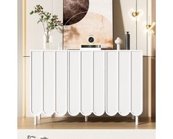 Gutent Sideboard - Wit - Golvende deuren - 120 x 35 x 80 cm - Zonder handgrepen - Verstelbare planken